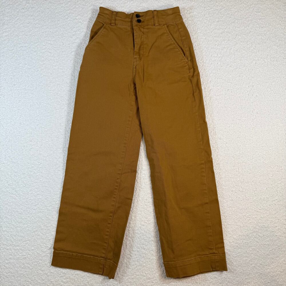 Everlane 4 The Organic Wide-Leg Women mustard High-Rise Pants Cotton Eco size 0